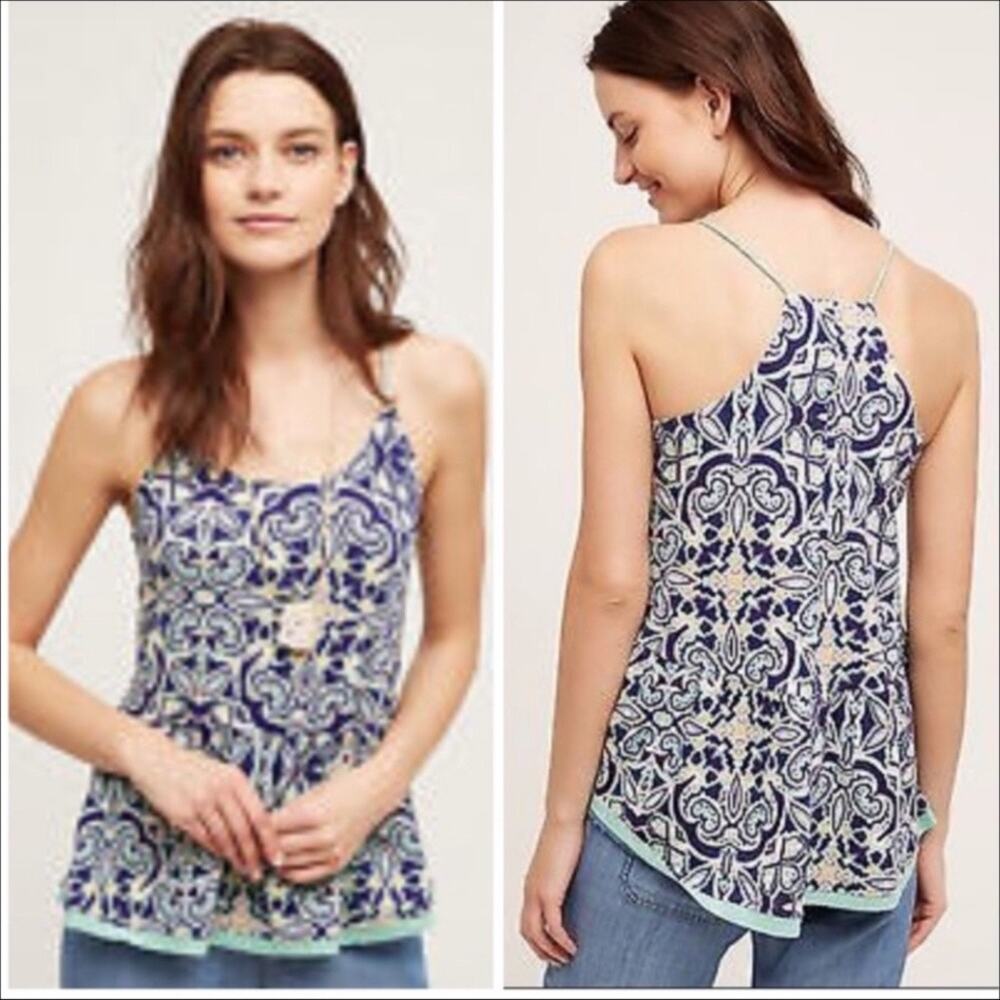 Anthropologie Meadow Rue Nuria Paisley Print Swing Tank Top Size XS Blue - Picture 10 of 10